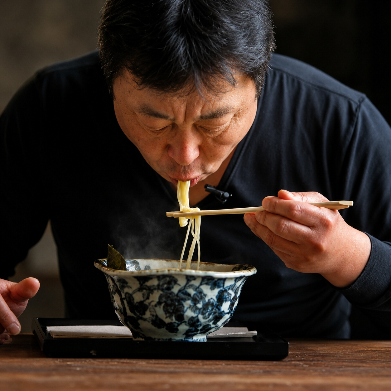 Guest enjoying steaming noodles