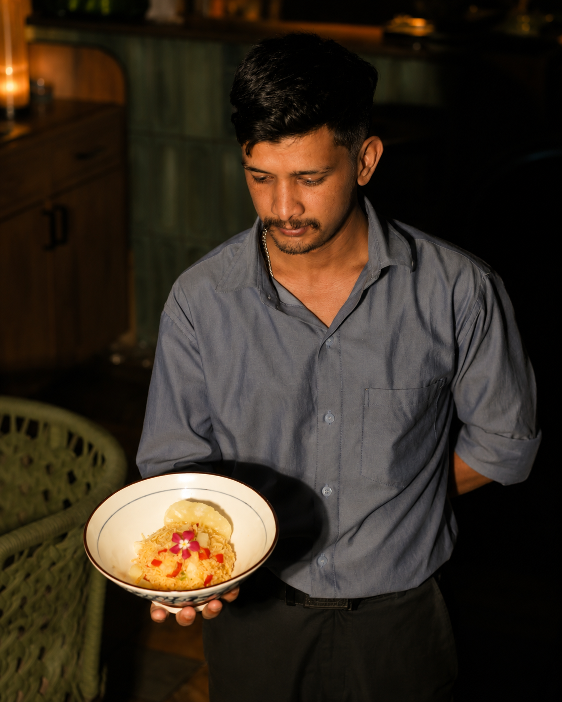 Server presenting a signature bowl